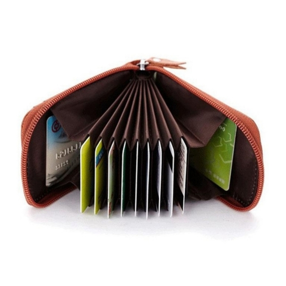 Caramel Zipper Credit Card Wallet - Picture 2 of 4